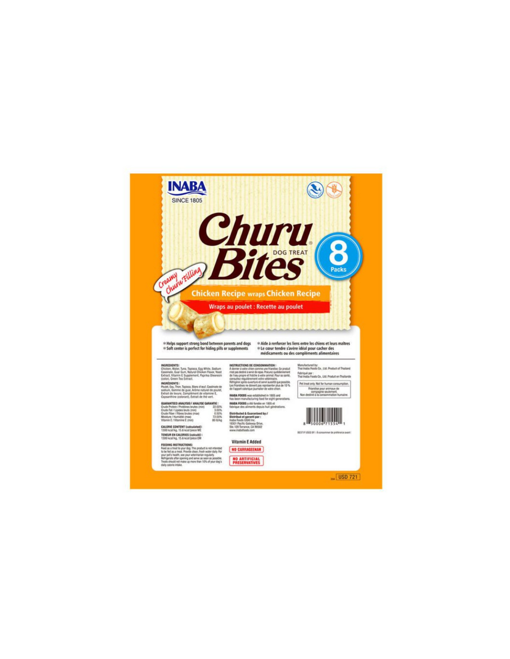 CHURU PERROS BITES SABOR POLLO 8 UNID