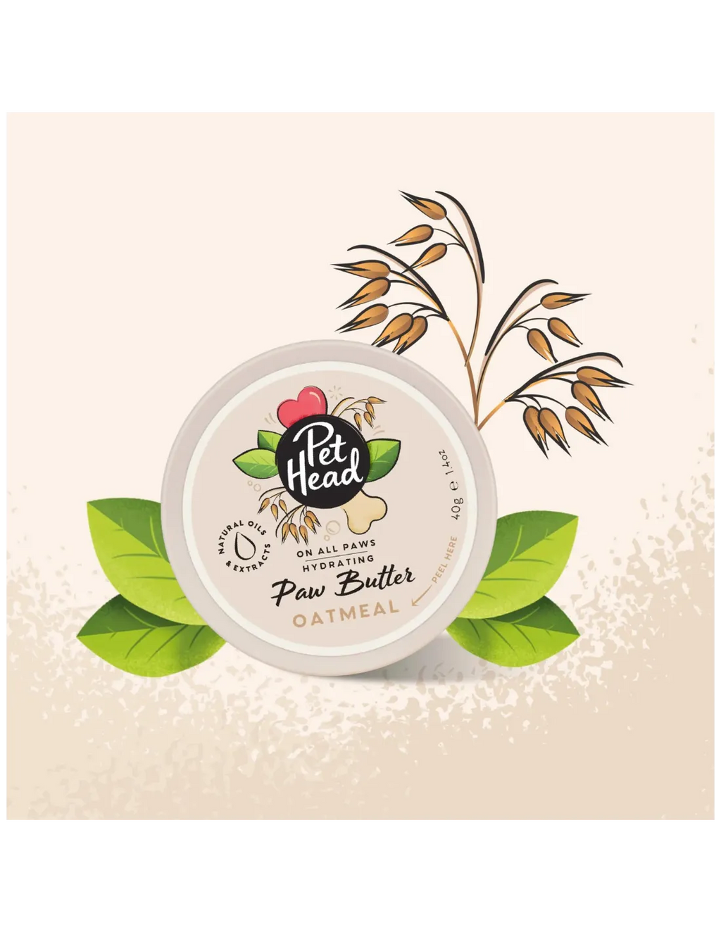 PET HEAD ON ALL PAWS MANTEQUILLA DE AVENA PARA PATAS 40 G