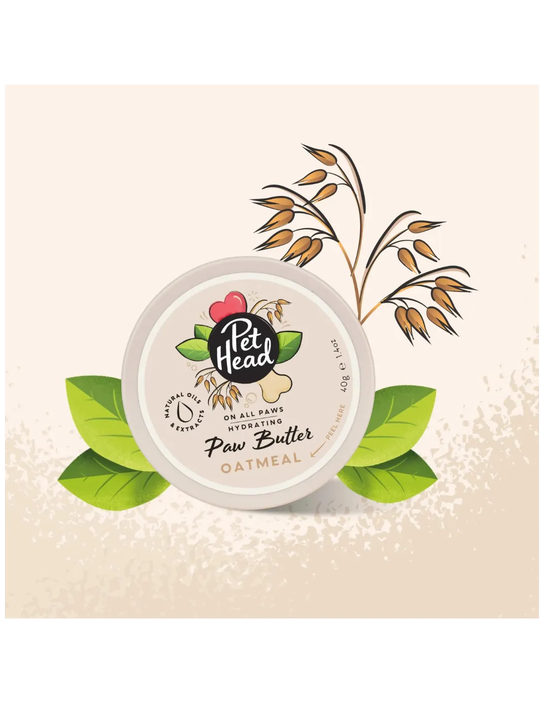 PET HEAD ON ALL PAWS MANTEQUILLA DE AVENA PARA PATAS 40 G